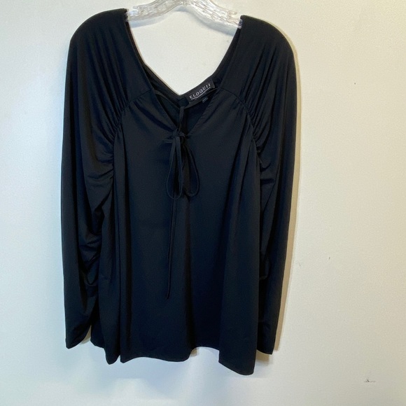 Eloquii Black V Neck 3/4 Sleeve Top Size 18/20 - Picture 2 of 9